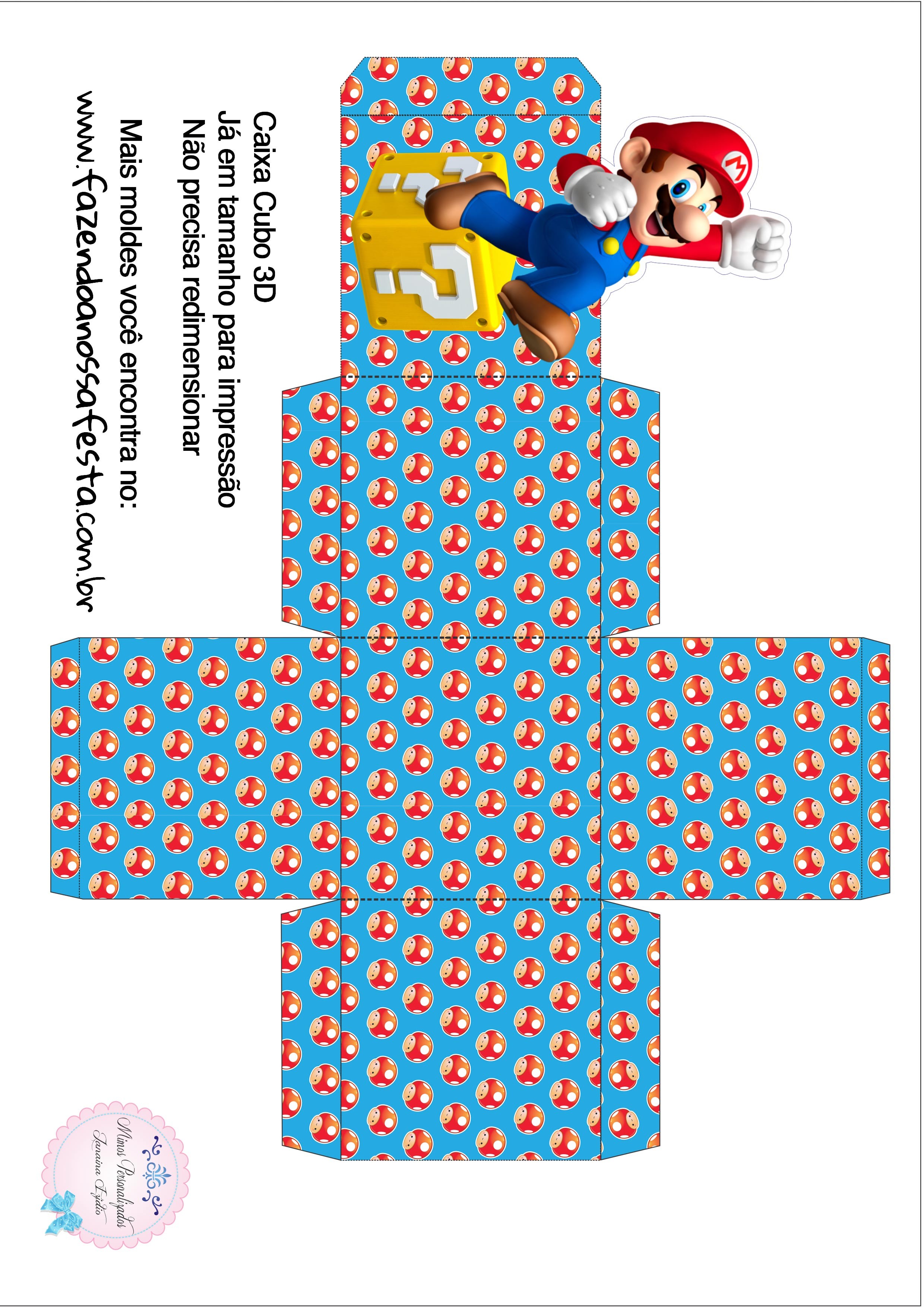 Caixa Cubo 3D Mario Bros