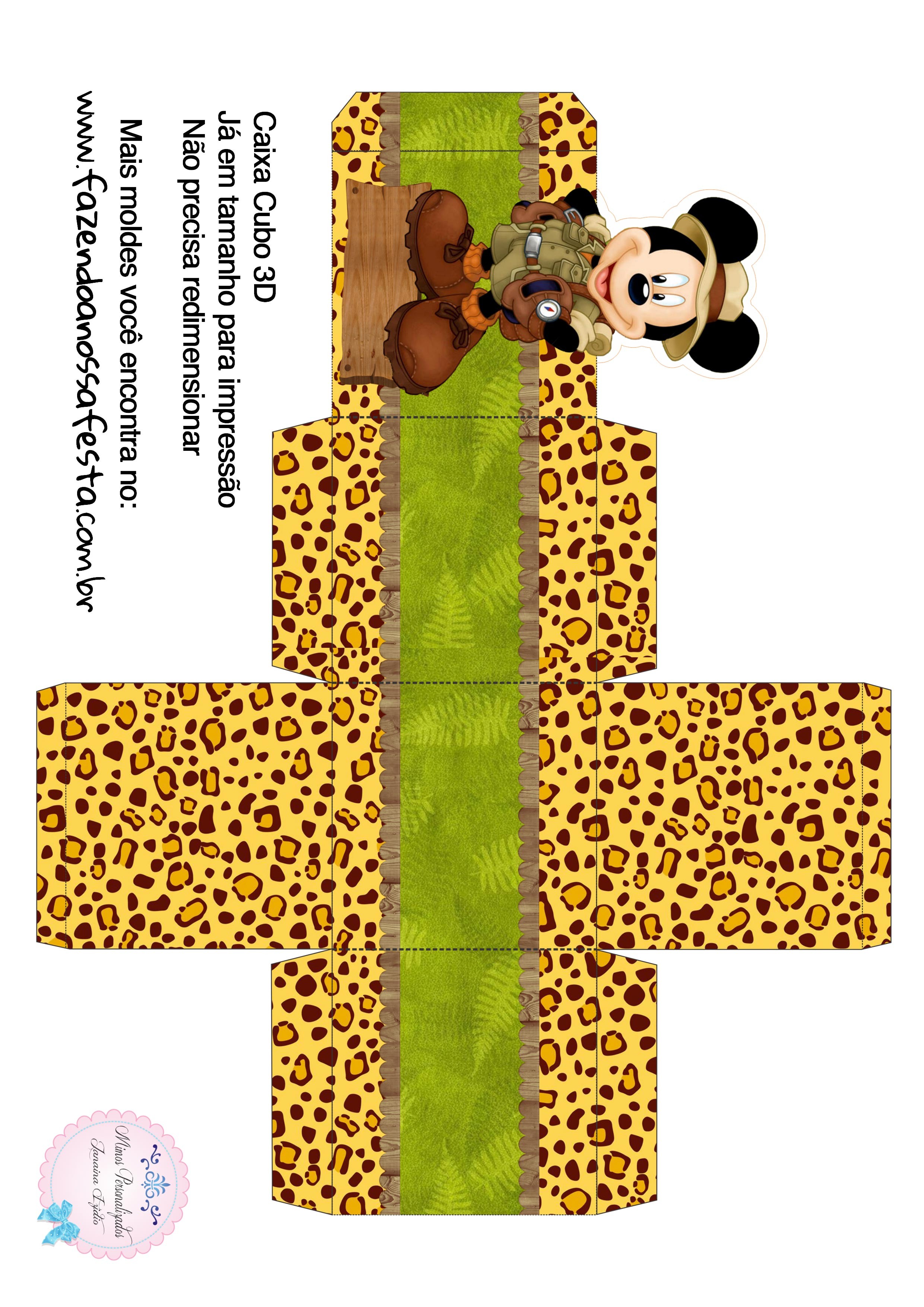Caixa Cubo 3D Mickey Safari