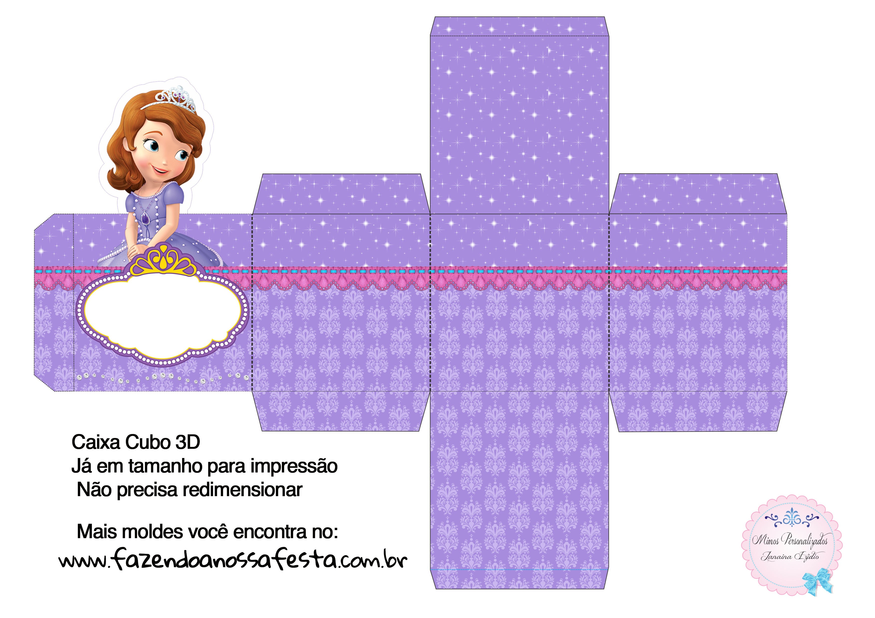 Caixa Cubo 3D Princesa Sofia