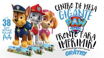 Centro de Mesa Patrulha Canina para Imprimir