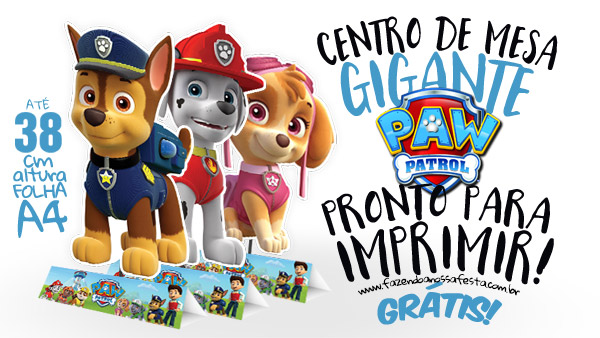 Centro de Mesa Patrulha Canina para Imprimir