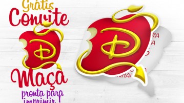 Convite Descendentes Dobrável – com a Maça Descendente Disney Convite Descente Dobrável estilo Maça - Impresso