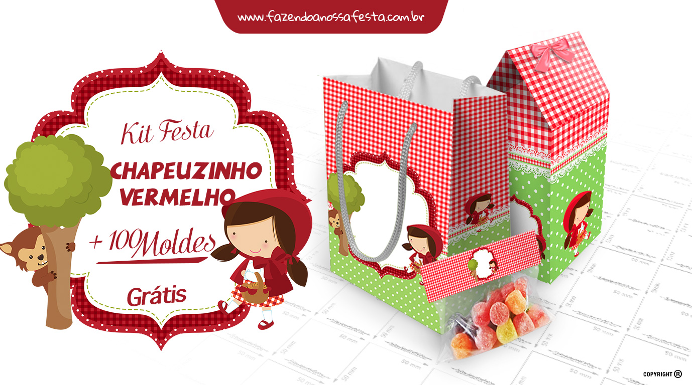 Chapeuzinho Vermelho - Kit Completo com molduras para convites