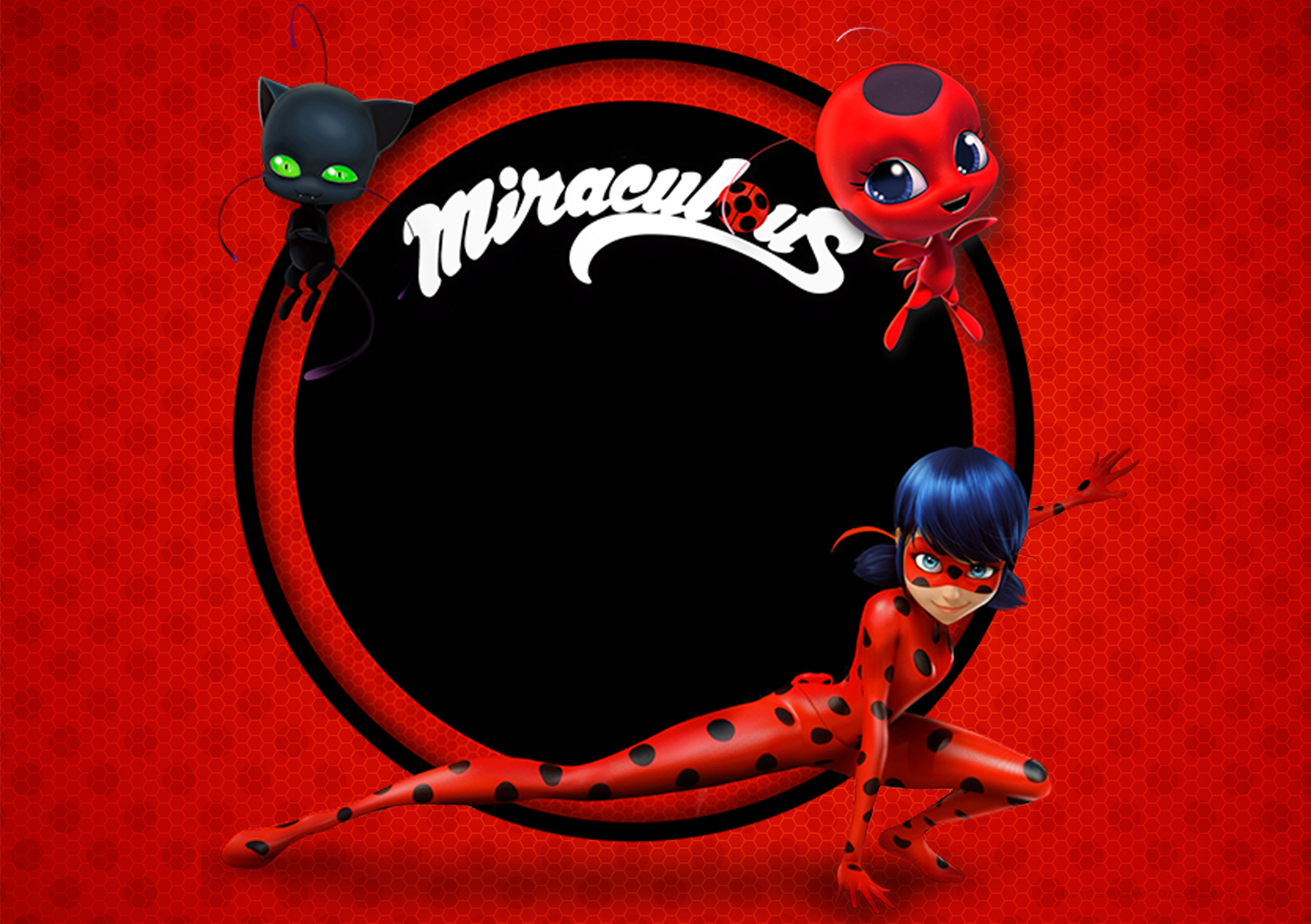 Topo de Bolo Cat Noir - Ladybug (Arquivo Digital)