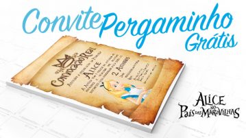 Convite Pergaminho Alice no País das Maravilhas Convite Pergaminho Alice no País das Maravilha - Modelo