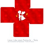 Caixa Cubo Dia dos Namorados Casal Vermelho - base