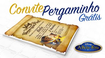 Convite Pergaminho Bela e a Fera Grátis para Imprimir Convite Pergaminho Bela e a Fera - Modelo