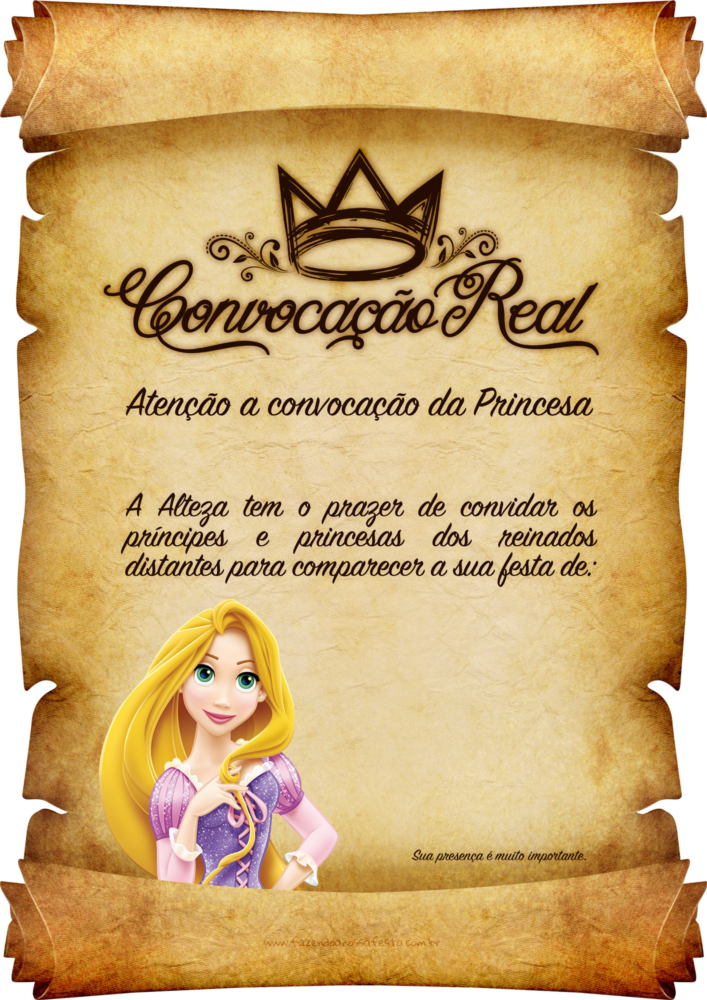 Convite Pergaminho Rapunzel 1
