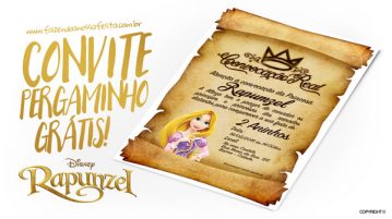 Convite Pergaminho Rapunzel Grátis para Imprimir Convite Pergaminho Rapunzel