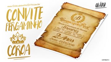 Convite Pergaminho Coroa de Princesa Convite Pergaminho Coroa de Princesa Modelo