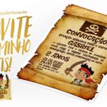 Convite Pergaminho Jake e os Piratas da Terra do Nunca