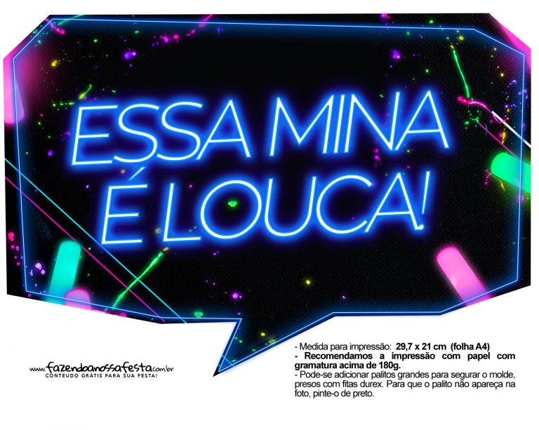 Plaquinhas Divertidas Neon Fazendo A Nossa Festa