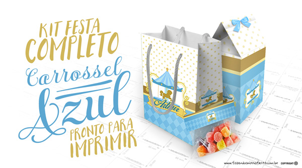 Kit Festa Carrossel Azul para Meninos Grátis para Imprimir