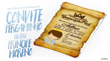 Convite Pergaminho Príncipe Moreno Grátis para Imprimir Convite Pergaminho Príncipe Moreno