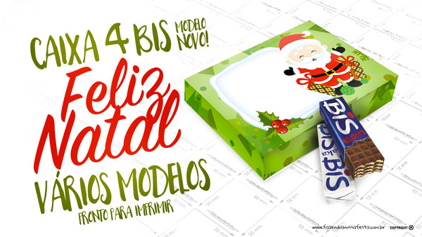 Caixa 4 Bis para Natal Pronta para Imprimir