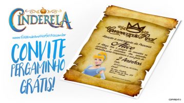Convite Pergaminho Cinderela Grátis para Imprimir Convite Pergaminho Cinderela