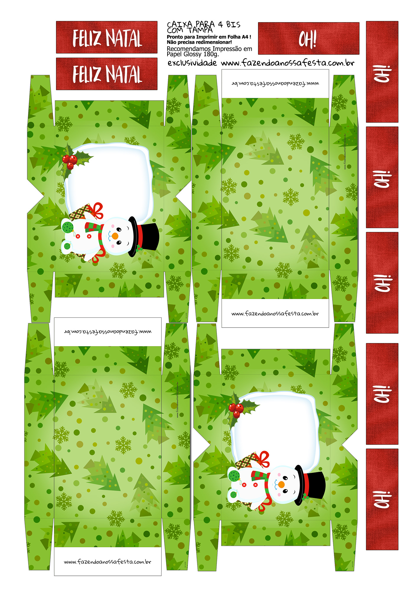 Caixa 4 Bis para Natal Pronta para Imprimir