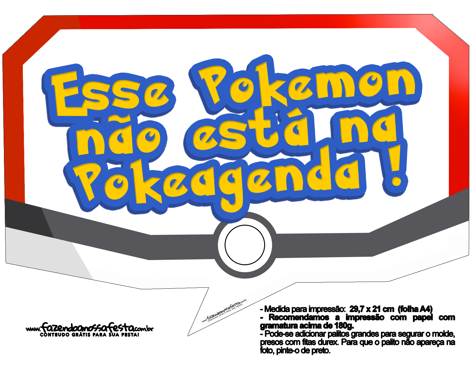 Plaquinhas Divertidas Pokémon Grátis para Imprimir 7