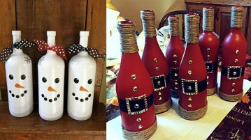 Garrafas Decoradas para o Natal 20 Ideias Incríveis! Ideias Garrafas Decoradas para o Natal