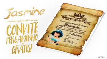 Convite Pergaminho Princesa Jasmine Grátis para Imprimir Convite Pergaminho Princesa Jasmine