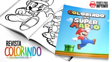 Livrinho para Colorir Mario Bros Grátis para Imprimir Capa de Revista Mario Bros