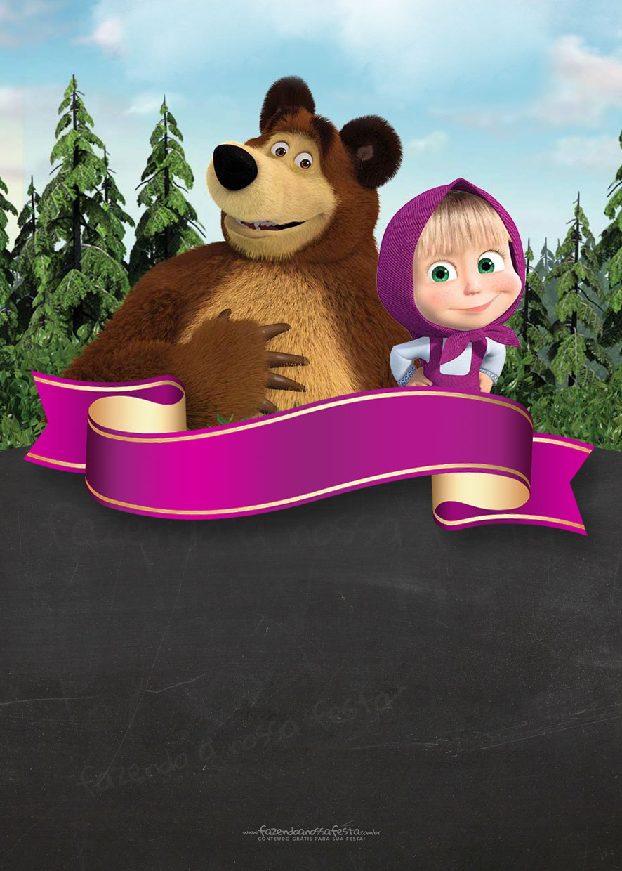Convite Chalkboard Masha e o Urso 8