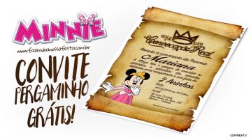 Convite Pergaminho Minnie Princesa Grátis para Imprimir Convite Pergaminho Minnie Princesa