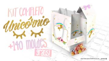 Unicórnio Kit Festa Grátis para Imprimir + 100 Moldes Unicórnio Kit Festa Grátis
