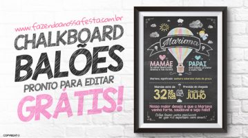 Chalkboard Balão de Ar Quente Grátis para Imprimir Chalkboard Balão de Ar