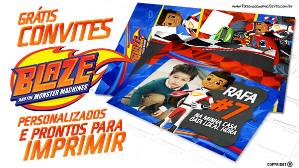 Convite Blaze and the Monster Machines Grátis para Imprimir