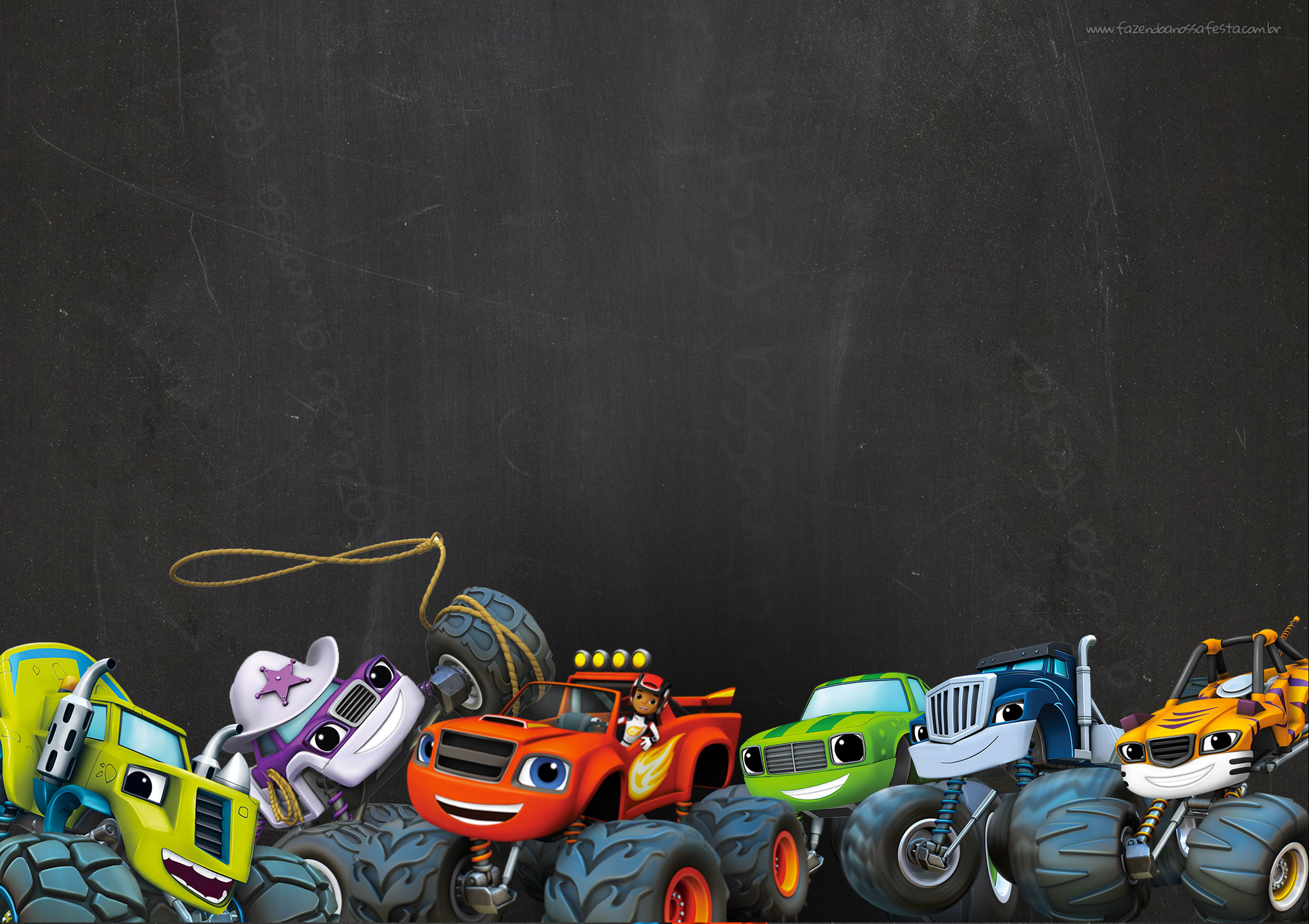Convite Chalkboard Blaze and the Monster Machines 2