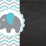 Convite Chalkboard Elefante Chevron Cinza e Azul Turquesa