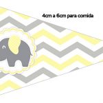 Bandeirinha Sanduiche 1 Elefantinho Chevron Amarelo e Cinza