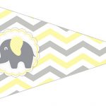 Bandeirinha Sanduiche 2 Elefantinho Chevron Amarelo e Cinza