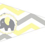 Bandeirinha Sanduiche 3 Elefantinho Chevron Amarelo e Cinza
