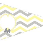 Bandeirinha Sanduiche 5 Elefantinho Chevron Amarelo e Cinza