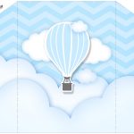 Envelope Convite Balão de Ar Quente Azul Kit Festa