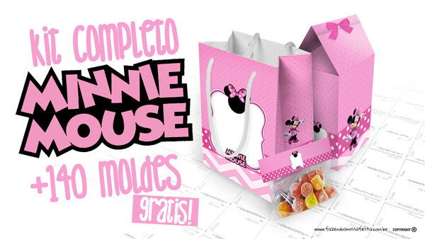 Minnie Rosa Kit Festa Grátis para Imprimir em Casa