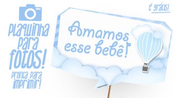 Plaquinhas Balão de Ar Quente Azul Grátis para Imprimir Plaquinhas Balão de Ar Quente Azul Modelo