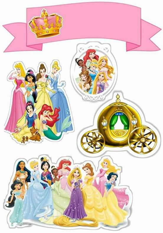 Topo de Bolo de Papel Princesas Disney - Fazendo a Nossa Festa