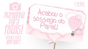 Plaquinhas Balão de Ar Quente Rosa Grátis para Imprimir em Casa Plaquinha divertida Balão de Ar Quente Rosa
