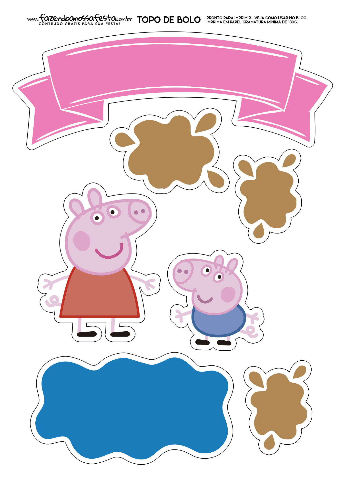 Topos de bolo da Peppa pig