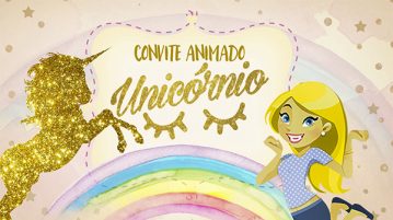 Convite Animado Unicórnio Grátis para Baixar e Personalizar Convite Animado Unicórnio Grátis