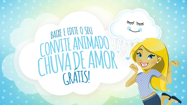 Convite Animado Virtual Chuva de Amor Menino Grátis para Download