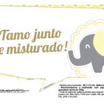 Plaquinhas para Festa Elefantinho Amarelo e Cinza Chevron 11