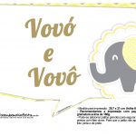 Plaquinhas para Festa Elefantinho Amarelo e Cinza Chevron 17