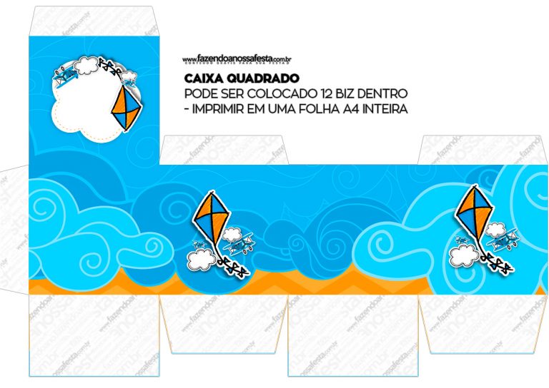 Caixa Cubo Ou Bis Pipa Laranja E Azul Fazendo A Nossa Festa 4004