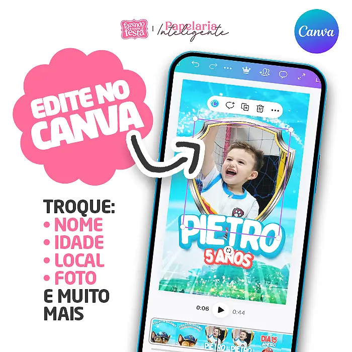 Convite Animado Virtual Patrulha Canina editavel Convite Animado Virtual Patrulha Canina editavel