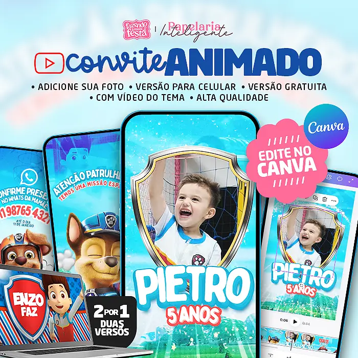 Convite Animado Virtual Patrulha Canina