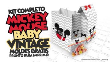 Mickey Baby Vintage Kit Festa Grátis para Imprimir em Casa Mickey Baby Vintage Kit Festa Gratis